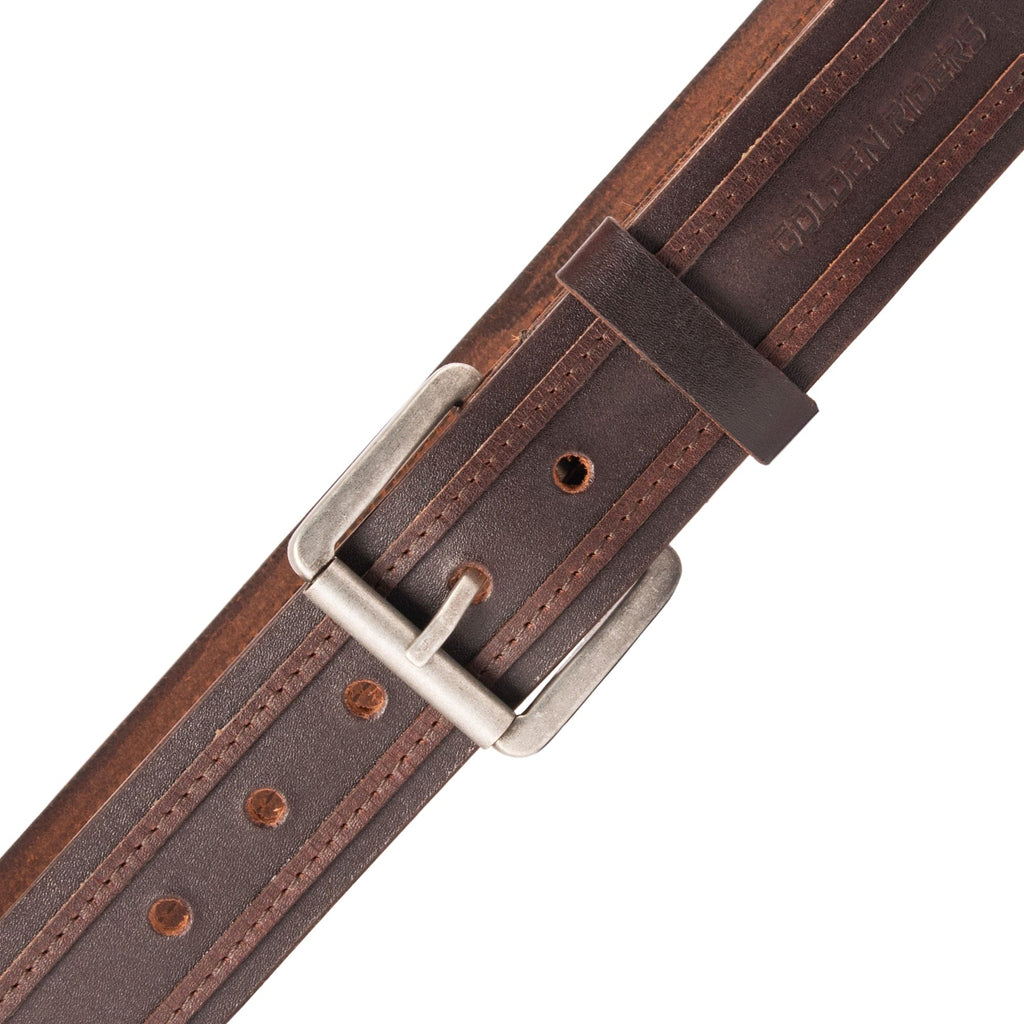 GR GOLDEN RIDERS ZYADE Premium Choco Brown Leather Mens Belt Zyade