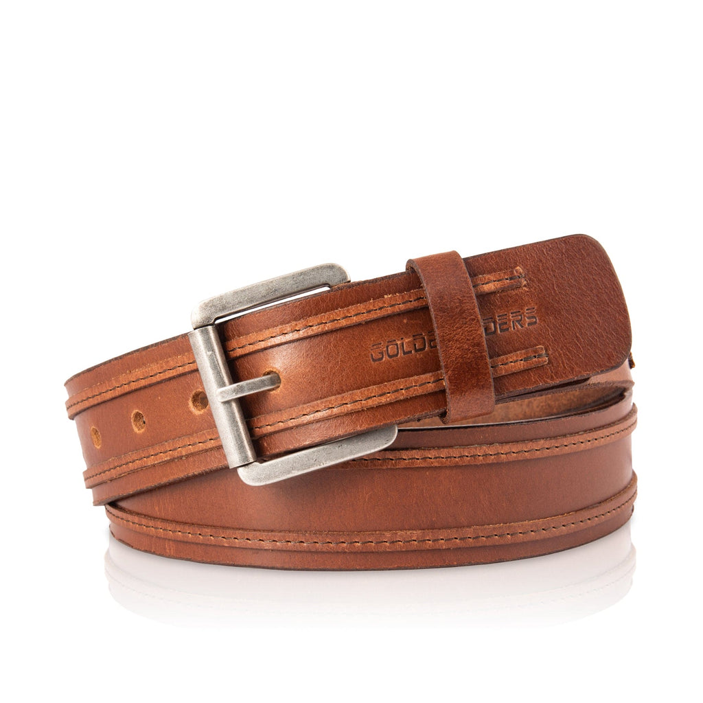 GR GOLDEN RIDERS STRIPO TAN Premium Leather Mens Belt TAN,Size- (Regular) 32 to 37