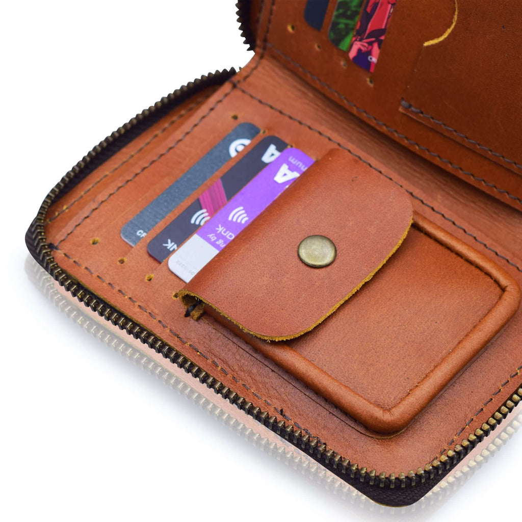 Teakwood Leather Textured Zip Fold Coin Wallet – Teakwood Leathers